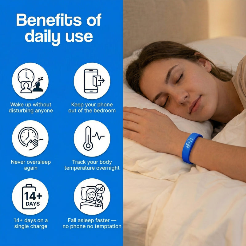 The Wake Band vibrating on wrist